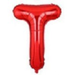 Balon din folie metalizata, 40 cm, Rosu, Litera T-0
