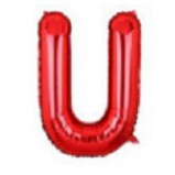 Balon din folie metalizata, 40 cm, Rosu, Litera U-0