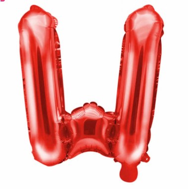 Balon din folie metalizata, 40 cm, Rosu, Litera W-0