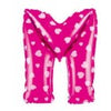 Balon din folie metalizata, 40 cm, Roz imprimeu, Litera M-0