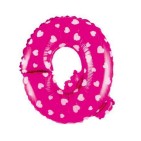 Balon din folie metalizata, 40 cm, Roz imprimeu, Litera Q-0