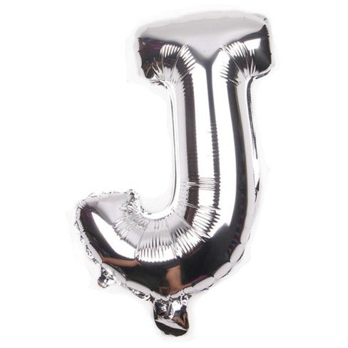 Balon din folie metalizata, 80 cm, Argintiu, Litera J-0
