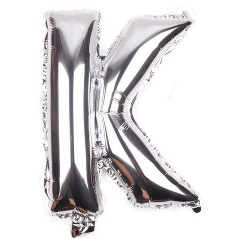 Balon din folie metalizata, 80 cm, Argintiu, Litera K-0