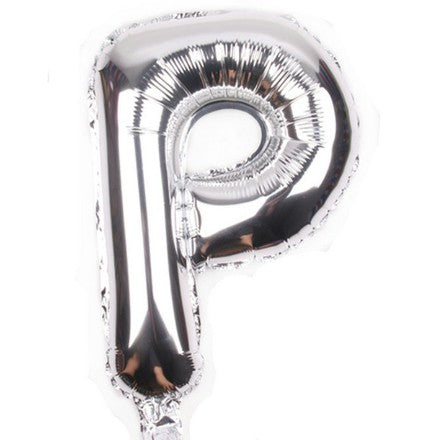 Balon din folie metalizata, 80 cm, Argintiu, Litera P-0