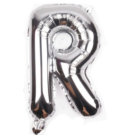 Balon din folie metalizata, 80 cm, Argintiu, Litera R-0