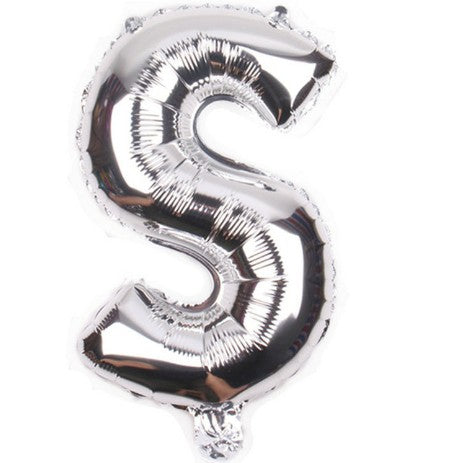 Balon din folie metalizata, 80 cm, Argintiu, Litera S-0