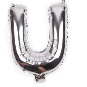 Balon din folie metalizata, 80 cm, Argintiu, Litera U-0