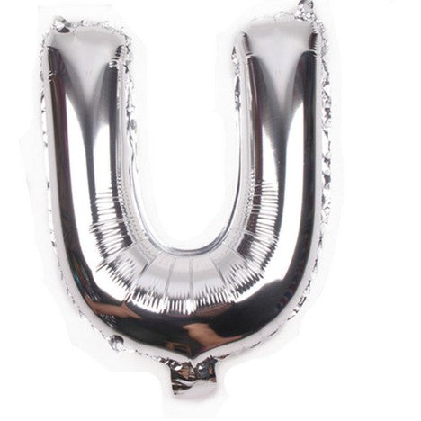Balon din folie metalizata, 80 cm, Argintiu, Litera U-0