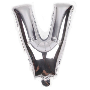 Balon din folie metalizata, 80 cm, Argintiu, Litera V-0