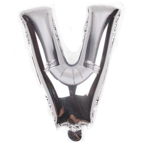 Balon din folie metalizata, 80 cm, Argintiu, Litera V-0