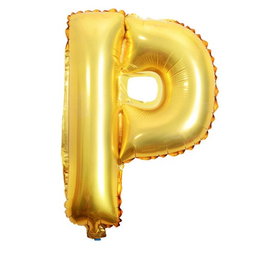 Balon din folie metalizata, Flippy, 80 cm, Auriu, Ambalaj Individual, Pai Inclus, Litera P-0