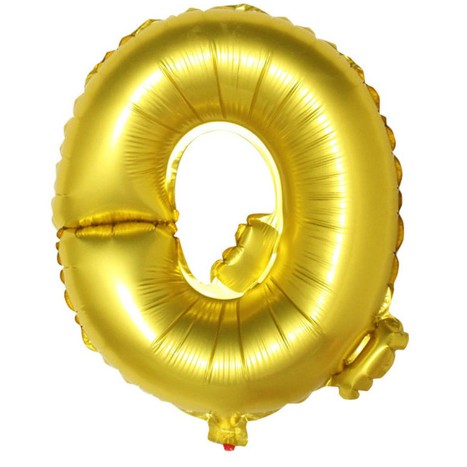 Balon din folie metalizata, Flippy, 80 cm, Auriu, Ambalaj Individual, Pai Inclus, Litera Q-0