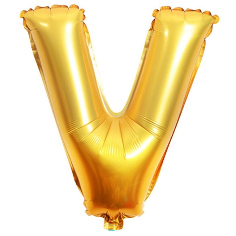 Balon din folie metalizata, Flippy, 80 cm, Auriu, Ambalaj Individual, Pai Inclus, Litera V-0