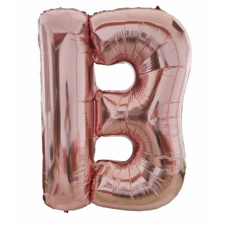 Balon din folie metalizata, Flippy, 80 cm, Rose Gold, Ambalaj Individual, Pai Inclus, Litera B-0