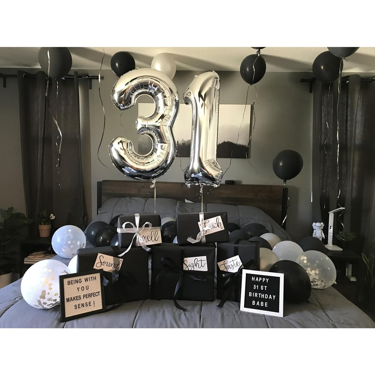 Balon din Folie Metalizata, Flippy, Figurina Cifra, Tema Aniversare 100 cm, Ambalaj Individual, Pai inclus, Umflare cu Aer sau Heliu, Argintiu, Cifra 3-7