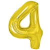Balon din Folie Metalizata Flippy, Figurina Cifra, Tema Aniversare 100 cm, Ambalaj Individual, Pai inclus, Umflare cu Aer sau Heliu, Auriu, Cifra 4-0