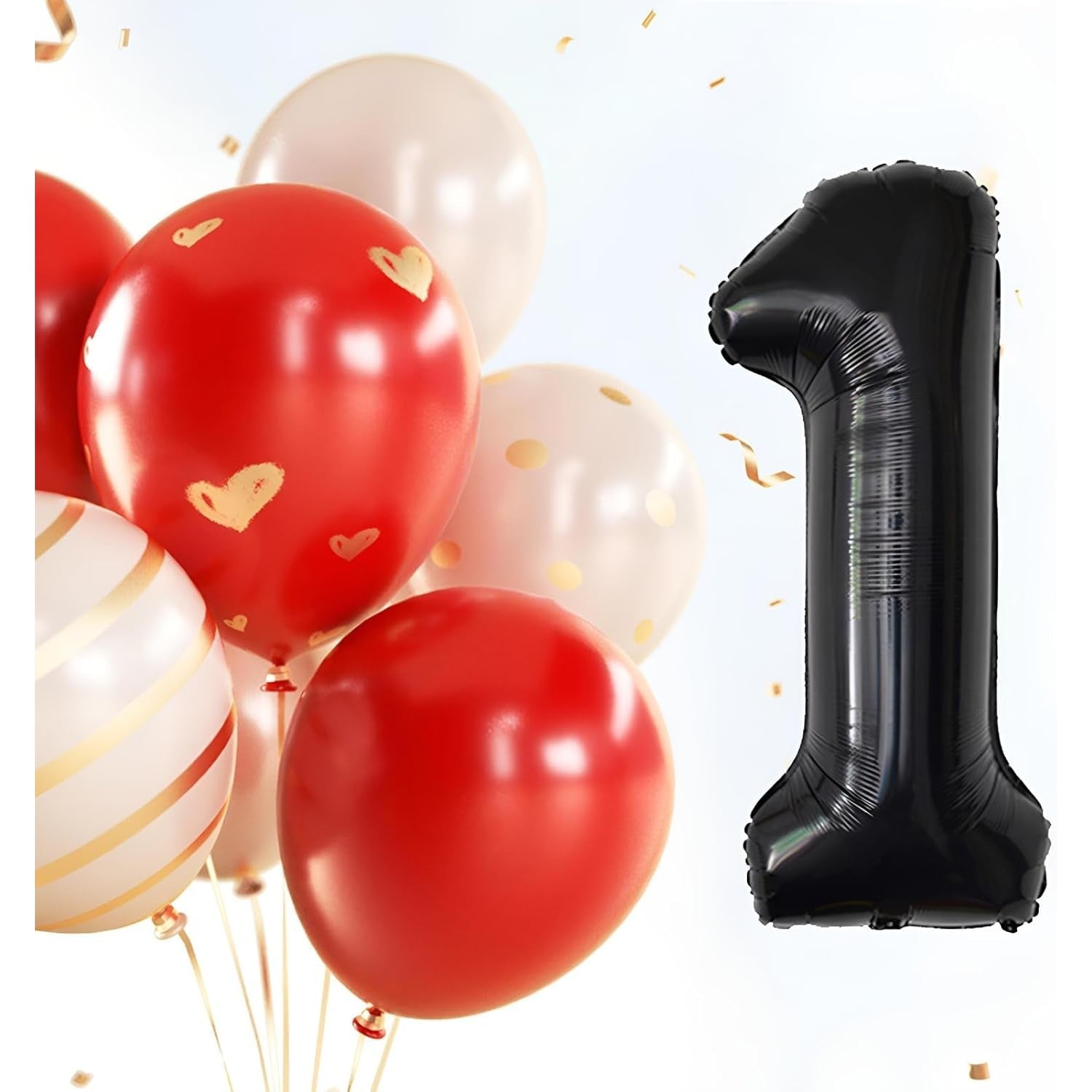 Balon din Folie Metalizata, Flippy, Figurina Cifra, Tema Aniversare 100 cm, Ambalaj Individual, Pai inclus, Umflare cu Aer sau Heliu, Negru, Cifra 1-7