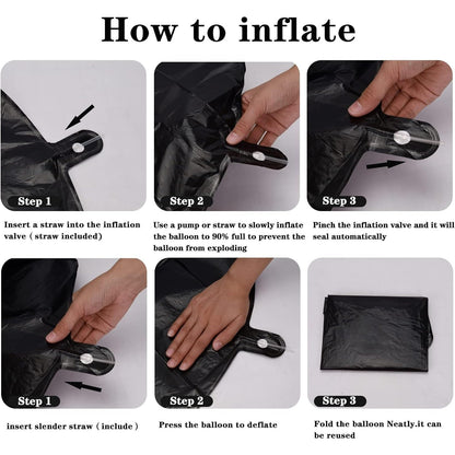 Balon din Folie Metalizata, Flippy, Figurina Cifra, Tema Aniversare 100 cm, Ambalaj Individual, Pai inclus, Umflare cu Aer sau Heliu, Negru, Cifra 1-10