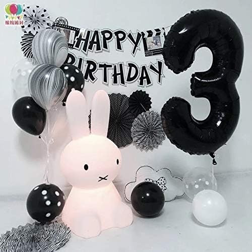 Balon din Folie Metalizata, Flippy, Figurina Cifra, Tema Aniversare 100 cm, Ambalaj Individual, Pai inclus, Umflare cu Aer sau Heliu, Negru, Cifra 3-6
