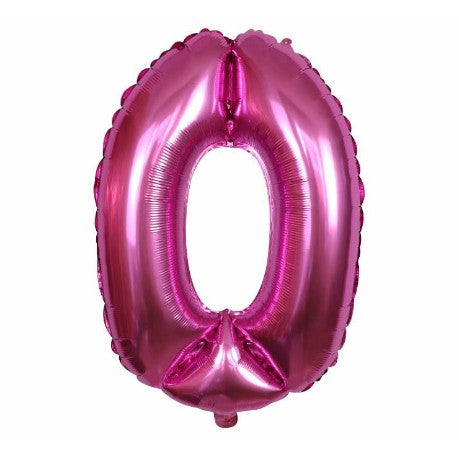 Balon din Folie Metalizata, Flippy, Figurina Cifra, Model 0, Tema Aniversare 100 cm, Ambalaj Individual, Pai Inclus, Umflare cu Aer sau Heliu, Roz-0