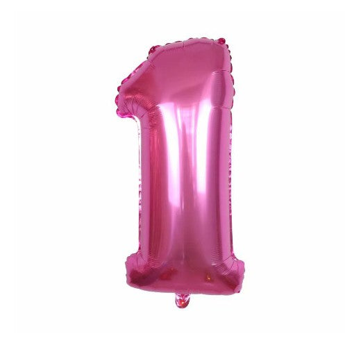 Balon din Folie Metalizata, Flippy, Figurina Cifra, Model 1, Tema Aniversare 100 cm, Ambalaj Individual, Pai Inclus, Umflare cu Aer sau Heliu, Roz-0