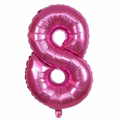 Balon din Folie Metalizata, Flippy, Figurina Cifra, Model 8, Tema Aniversare 100 cm, Ambalaj Individual, Pai Inclus, Umflare cu Aer sau Heliu, Roz-0