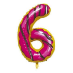 Balon din folie metalizata, Balon aniversar, 100 cm, Tematica Dulciuri, Cifra 6-0