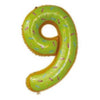 Balon din Folie Metalizata, Flippy, Figurina Cifra, Model 9, Tema Dulciuri Aniversare 100 cm, Ambalaj Individual, Pai Inclus, Umflare cu Aer sau Heliu, Verde-0
