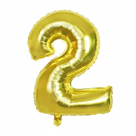 Balon din folie metalizata, Balon aniversar, 40 cm, Gold, Cifra 2-0