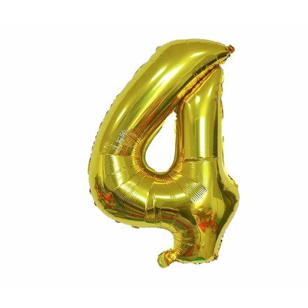 Balon din folie metalizata, Balon aniversar, 40 cm, Gold, Cifra 4-0