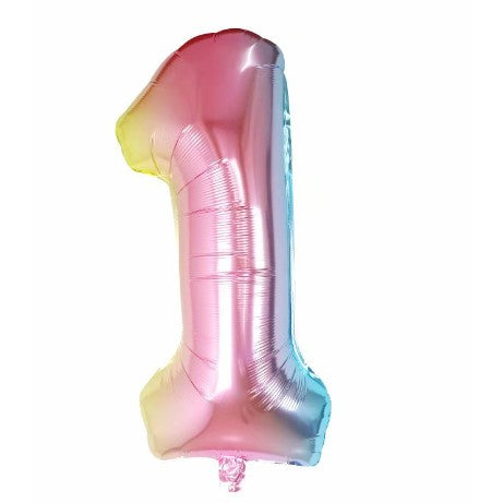 Balon din folie metalizata, Balon aniversar, 40 cm, Multicolor, Cifra 1-0