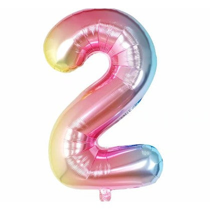 Balon din folie metalizata, Balon aniversar, 40 cm, Multicolor, Cifra 2-0
