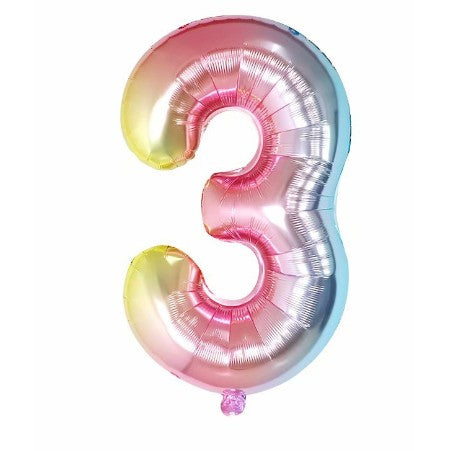 Balon din folie metalizata, Balon aniversar, 40 cm, Multicolor, Cifra 3-0
