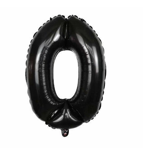 Balon din folie metalizata, Balon aniversar, 40 cm, Negru, Cifra 0-0