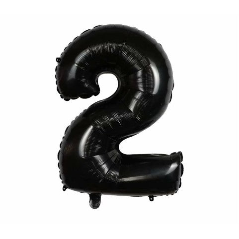 Balon din folie metalizata, Balon aniversar, 40 cm, Negru, Cifra 2-0