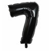 Balon din folie metalizata, Flippy, Balon aniversar, 40 cm, Negru, Ambalaj Individual, Pai Inclus, Cifra 7-0