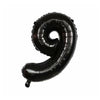 Balon din folie metalizata, Flippy, Balon aniversar, 40 cm, Negru, Ambalaj Individual, Pai Inclus, Cifra 9-0