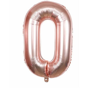 Balon din folie metalizata, Balon aniversar, 40 cm, Rose Gold, Cifra 0-0