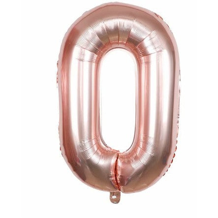 Balon din folie metalizata, Balon aniversar, 40 cm, Rose Gold, Cifra 0-0