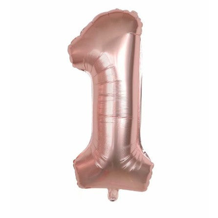 Balon din folie metalizata, Balon aniversar, 40 cm, Rose Gold, Cifra 1-0