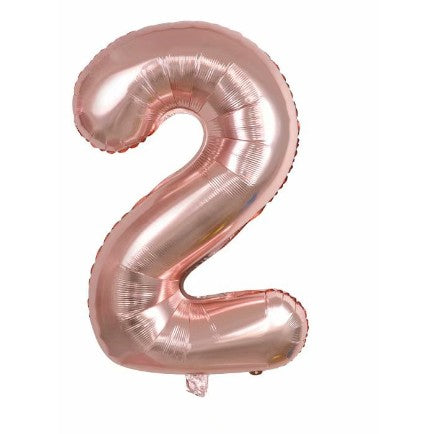 Balon din folie metalizata, Balon aniversar, 40 cm, Rose Gold, Cifra 2-0