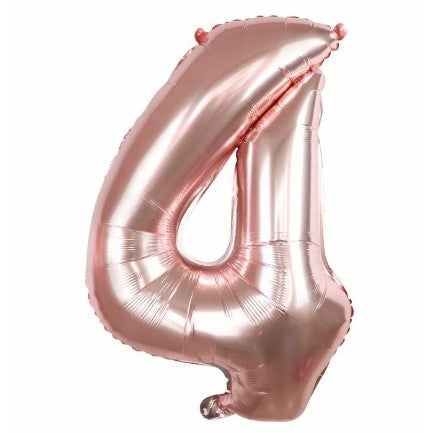 Balon din folie metalizata, Balon aniversar, 40 cm, Rose Gold, Cifra 4-0