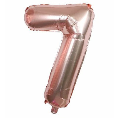 Balon din folie metalizata, Balon aniversar, 40 cm, Rose Gold, Cifra 7-0