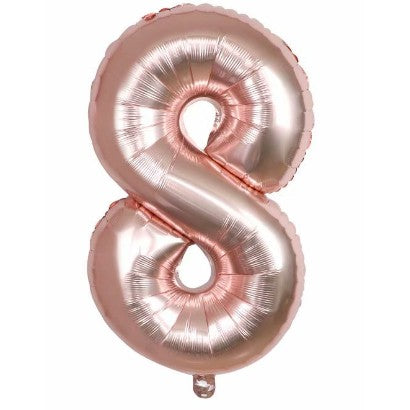 Balon din folie metalizata, Balon aniversar, 40 cm, Rose Gold, Cifra 8-0