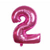 Balon din folie metalizata, Flippy, Balon aniversar, 40 cm, Roz, Ambalaj Individual, Pai Inclus, Cifra 2-0