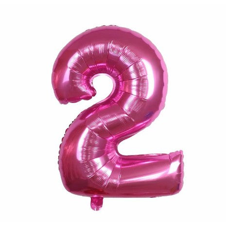 Balon din folie metalizata, Flippy, Balon aniversar, 40 cm, Roz, Ambalaj Individual, Pai Inclus, Cifra 2-0