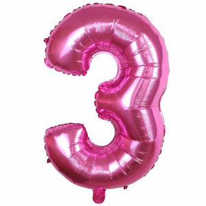 Balon din folie metalizata, Balon aniversar, 40 cm, Roz, Cifra 3-0