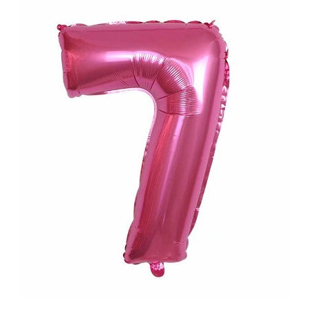Balon din folie metalizata, Balon aniversar, 40 cm, Roz, Cifra 7-0