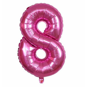 Balon din folie metalizata, Balon aniversar, 40 cm, Roz, Cifra 8-0