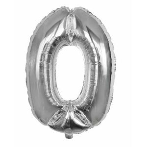 Balon din folie metalizata, Balon aniversar, 40 cm, Silver, Cifra 0-0
